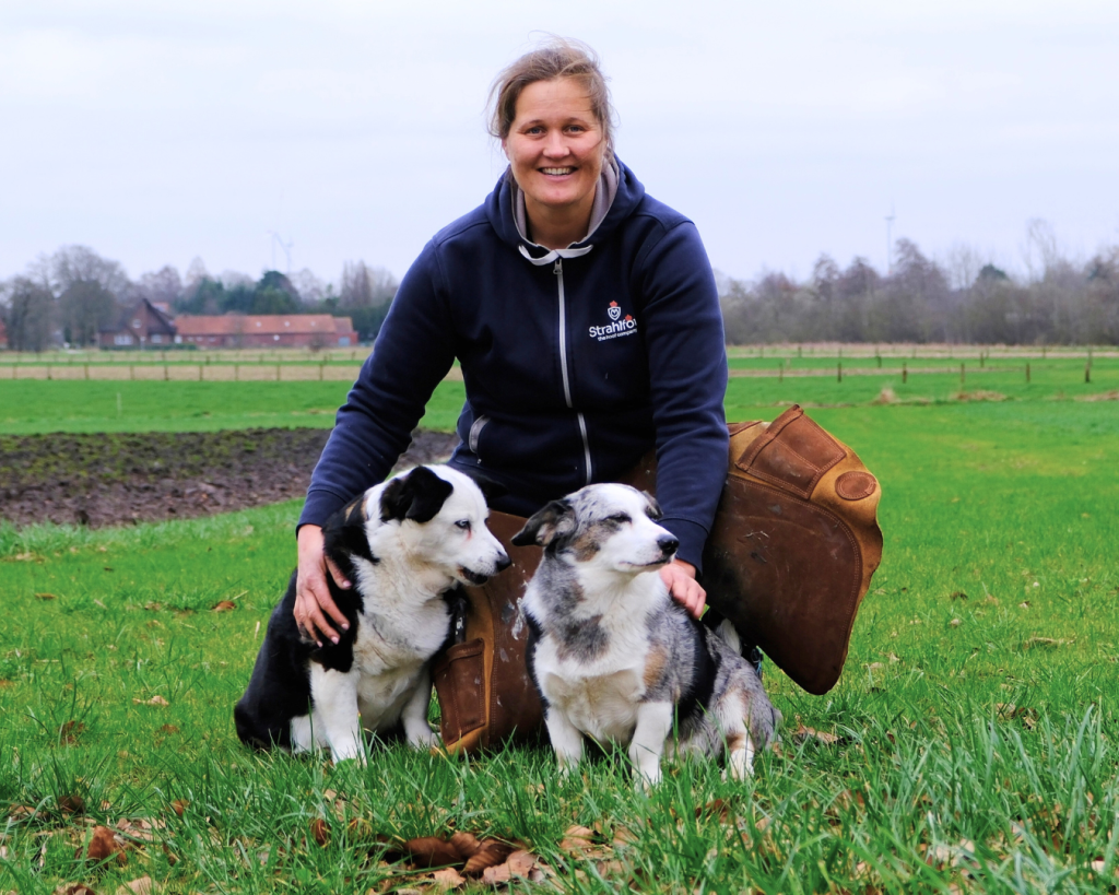 Farrier Aletia Reilingh, inventor of Strahlfoili, with her two dogs